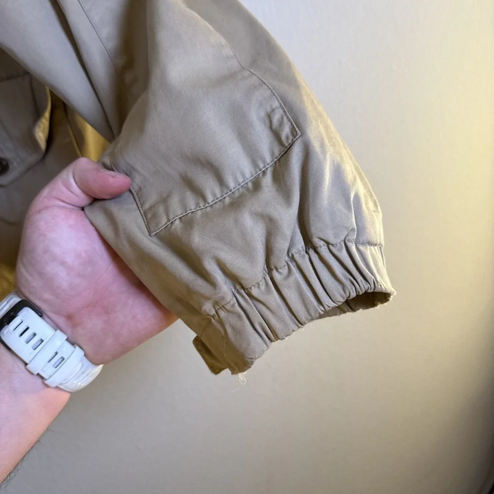 Vtg Eddie Bauer Sandstone Bomber Jacket Tan Plaid Lined Mens Large 90s Stained‎